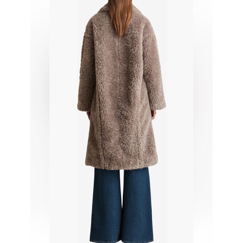 NWT Reiss Darla Faux Fur Coat in MINK NEUTRAL Sz S - Picture 7 of 9